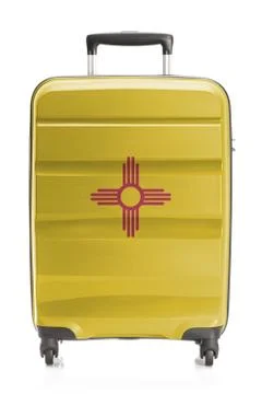 Suitcase painted into US state flag series - New Mexico 스톡 사진
