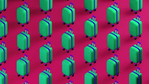 Suitcase pattern 3d render animation. Isometric traveling bags Backdrop Loop. Video stock 295956103