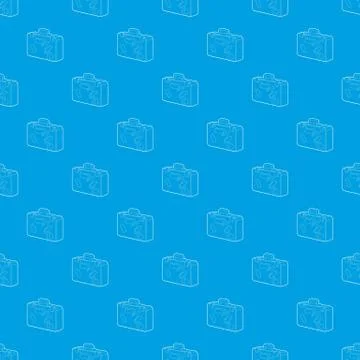 Suitcase pattern vector seamless blue Stock Illustration