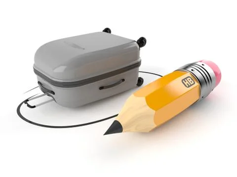 Suitcase with pencil Stock Illustration