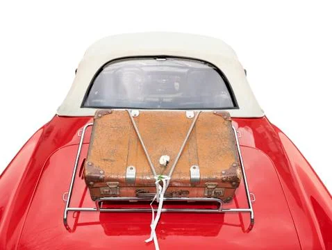 Suitcase placed on the trunk clipping path Stock Photos