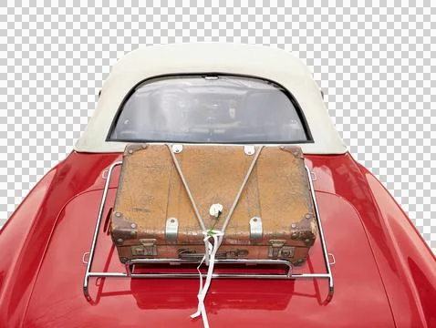 Suitcase placed on the trunk clipping path Stock Photos