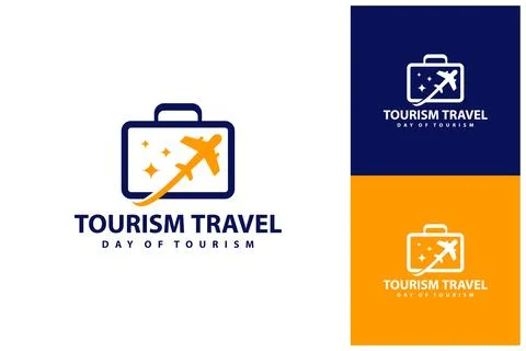 Suitcase with Plane logo vector template, Creative Suitcase with Plane logo.. 스톡 일러스트