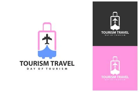 Suitcase with Plane logo vector template, Creative Suitcase with Plane logo.. 스톡 일러스트