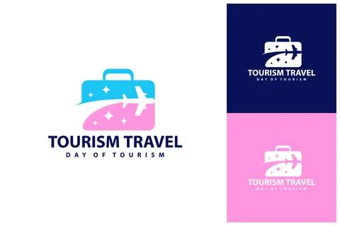 Suitcase with Plane logo vector template, Creative Suitcase with Plane logo.. 스톡 일러스트