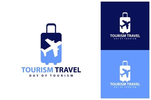 Suitcase with Plane logo vector template, Creative Suitcase with Plane logo.. 스톡 일러스트