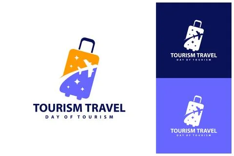 Suitcase with Plane logo vector template, Creative Suitcase with Plane logo.. 스톡 일러스트