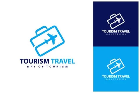 Suitcase with Plane logo vector template, Creative Suitcase with Plane logo.. 스톡 일러스트