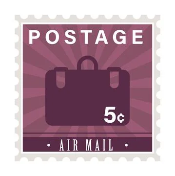 Suitcase postage stamp Illustration