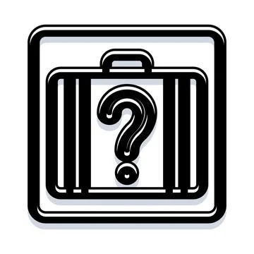 Suitcase with question mark symbolizing lost travel baggage Stock Illustration