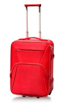 Suitcase red isolated Stock Photos