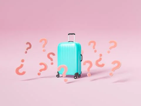 Suitcase surrounded with question marks Stock Illustration