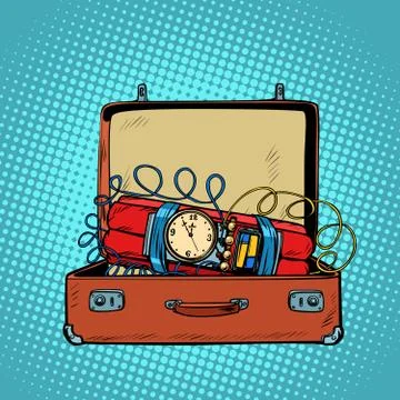 Suitcase with a time bomb Stock Illustration