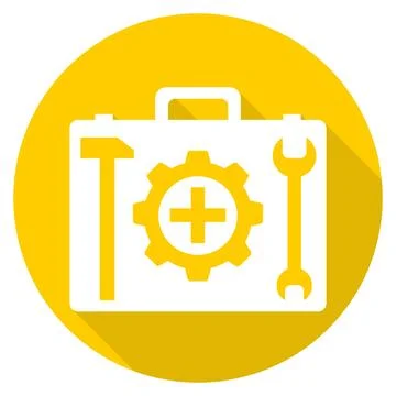 Suitcase with tools, suitcase yellow icon with tools. Vector イラスト素材