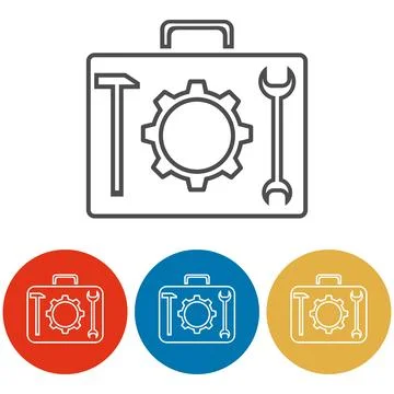 Suitcase for tools. Tool case icon isolated on white background. Vector Stockillustratie