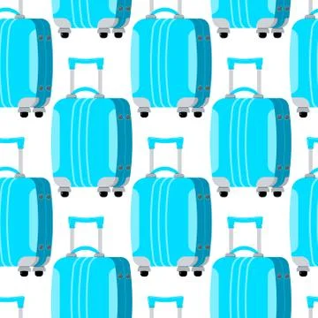 Suitcase travel seamless pattern isolated on white background. Stock Illustration