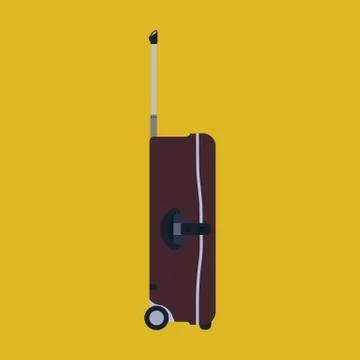 Suitcase travel side view vector icon. Baggage vacation bag isolated white. J Stock Illustration