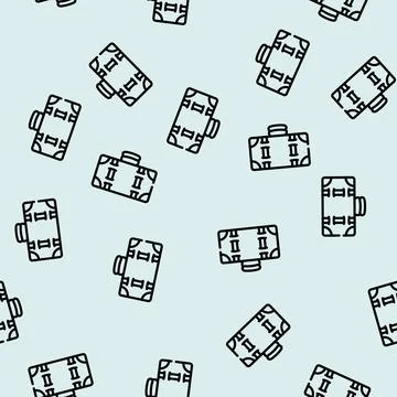 Suitcase vintage line vector seamless pattern black Illustrazione stock