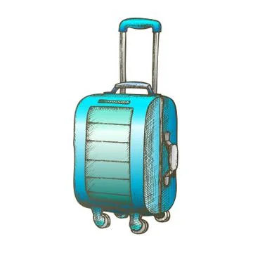 Suitcase On Wheels With Handle Color Vector Stock Illustration