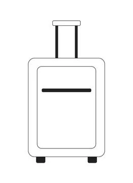 Suitcase on wheels with handle monochrome flat vector object Ilustração Stock