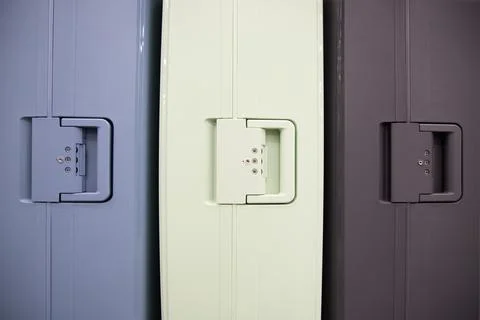 Suitcases background close up view Stock Photos