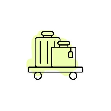 Suitcases, basket with color shadow vector icon in hotel service set Stock Illustration