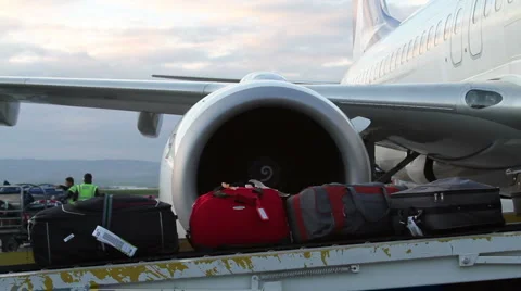 Suitcases in Front of the Jet Engine 動画素材 6524164