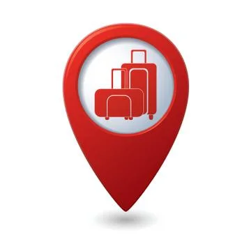 Suitcases icon red map pointer Stock Illustration