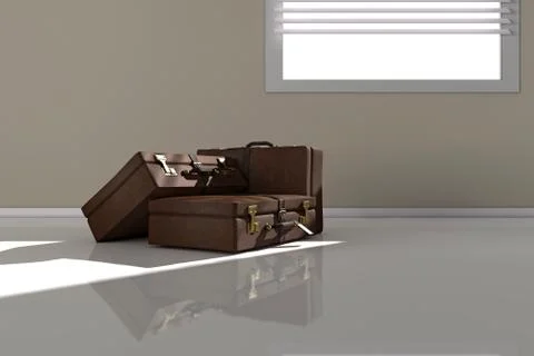 Suitcases near window Stock Illustration