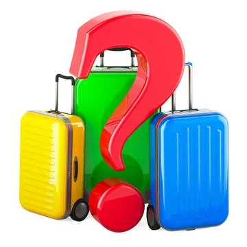 Suitcases with question mark, 3D rendering Stock Illustration