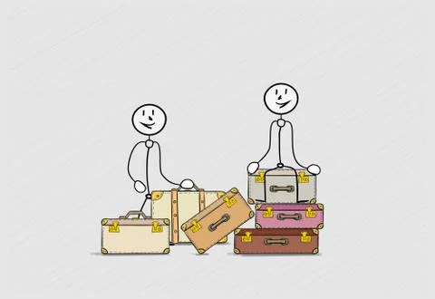Suitcases with two persons Stock-Illustration