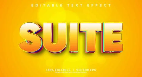 Suite 3d vector text effect with modern style design Stock Illustration