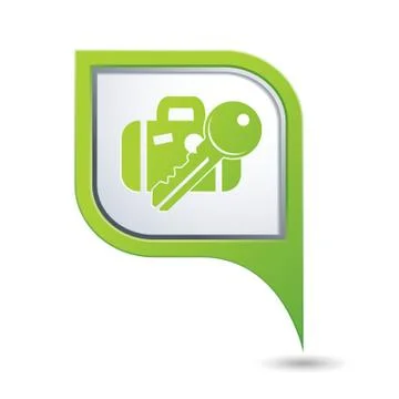 Suitecase AND key GREEN pointer Stock Illustration
