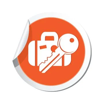 Suitecase AND key ORANGE LABEL Stock Illustration