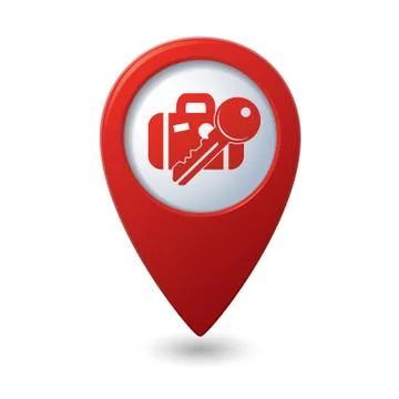 Suitecase AND key RED pointer Stock Illustration