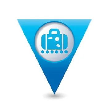 Suitecase BLUE triangular map pointer Illustrazione stock