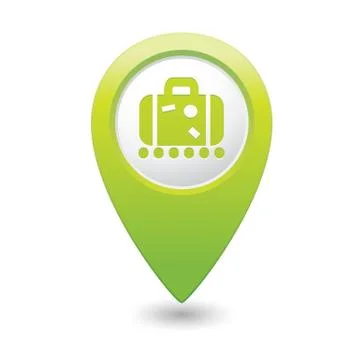 Suitecase GREEN map pointer Stock Illustration