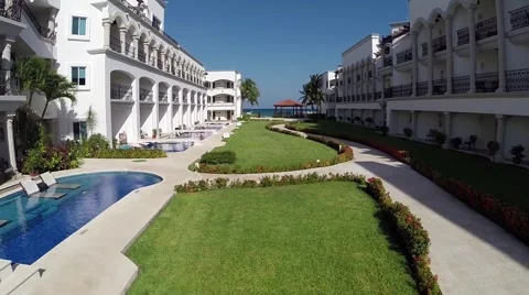 Suites with walk out pools in front Stock Footage 47790764