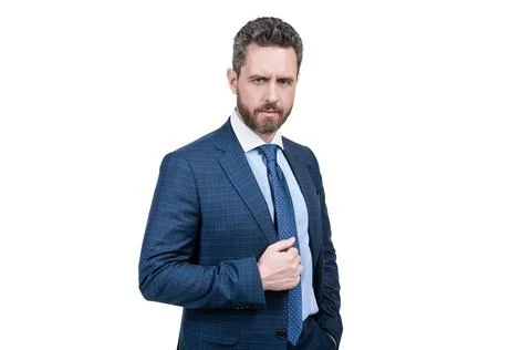 Suiting trend is anything but basic. Director wear classic navy suit. Mens Stock Photos