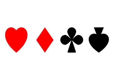 Suits of a deck of playing cards on the table. Illustrazione stock