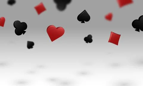 Suits of playing cards fall on white background Stock Illustration