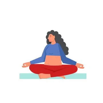 Sukhasana yoga pose, vector flat style design illustration Stock Illustration