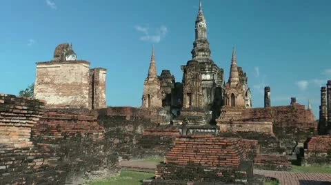 Sukhothai Thailand Wat Mahathat Stock Footage