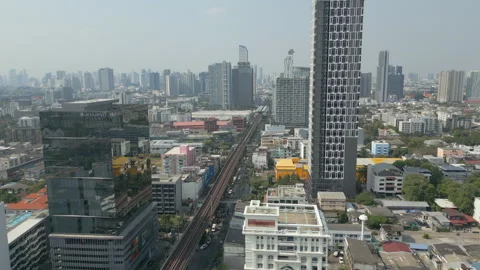 Sukhumvit Road And BTS Skytrain Line In Bang Chak Neighborhood Bangkok Thailand 스톡 동영상 337547138