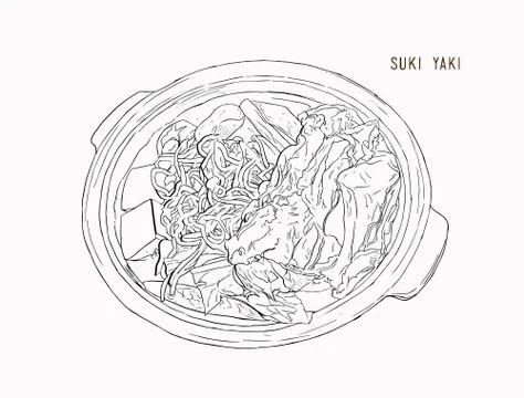 Sukiyaki pot objects drawing graphic design objects. Stock Illustration