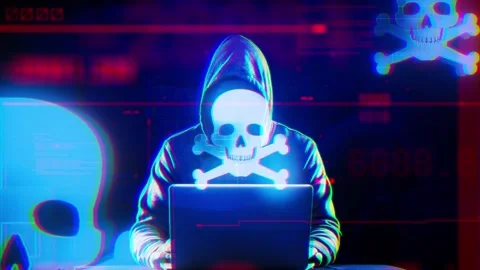 Sukll icon on Hacker concept technology futuristic data background Stock Footage 343386426