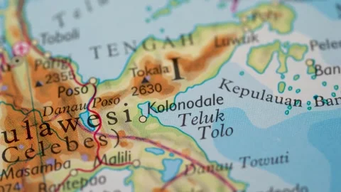 Sulawesi highlighted on a world map 4K Stock Footage 300659268