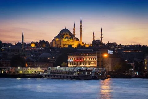 Suleiman Mosque &amp; Sunset Stock Photos