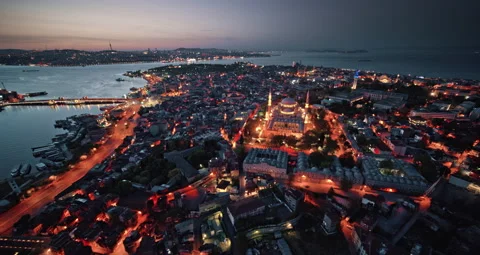 Suleymaniye mosque at night Video stock 139264480