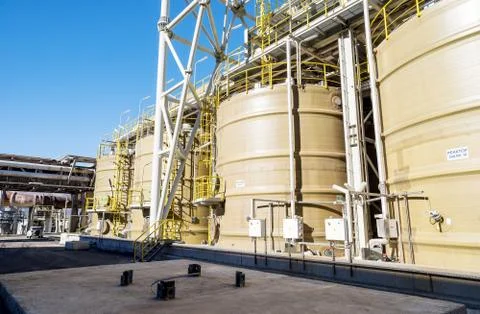 Sulfacide reactors, part of the working process of a smelter in foundry plant Stock Photos